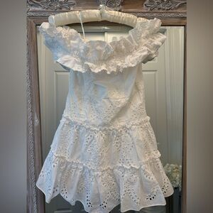 Zara white eyelet off shoulder summer mini dress